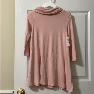 Child baby pink soft mock neck dress